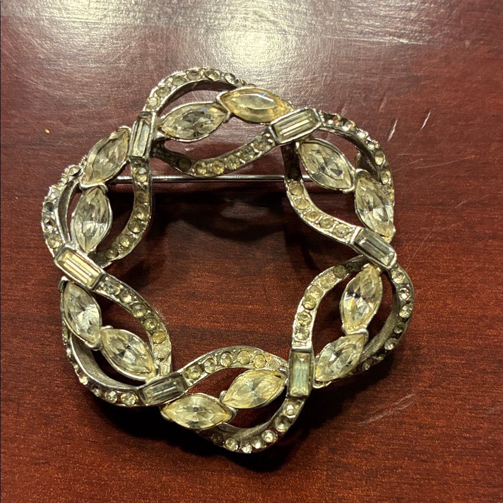 Elegant Silver Crystal Brooch